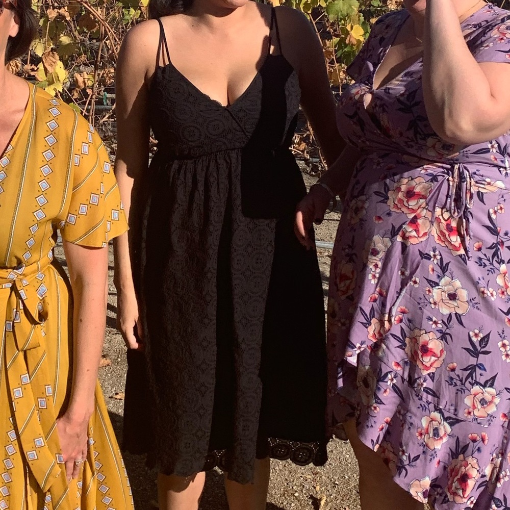 J Crew strapless midi dress with black crochet detail 😄